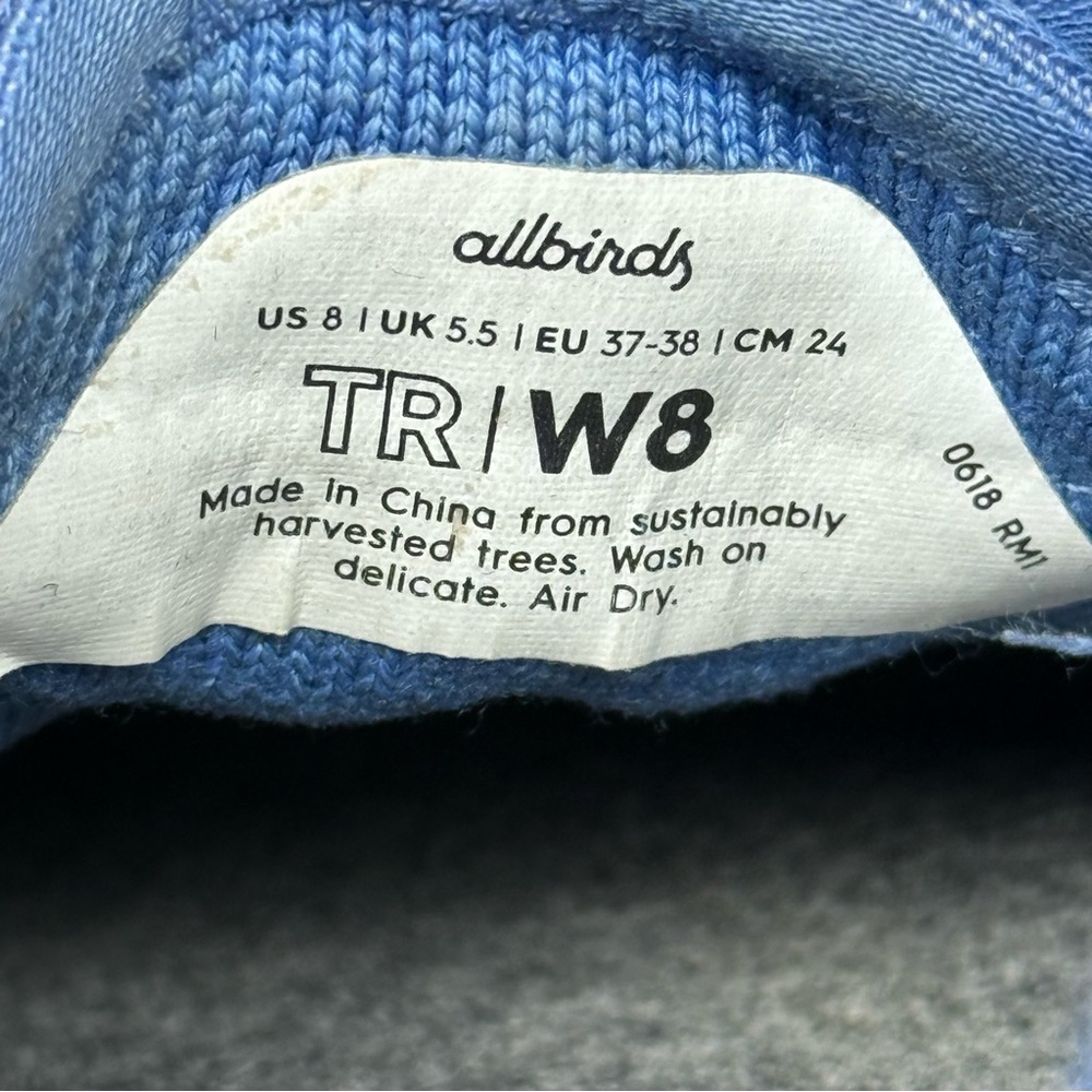 Allbirds Tree Runners TR Running Shoes Blue Women’s Size 8 - Picture 2 of 7